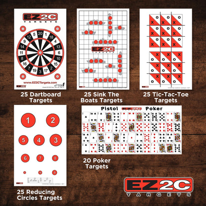 120 EZ2C Targets: 5 Game Style Paper Targets Bundle Pack Fun Games 11"x17" USA Made