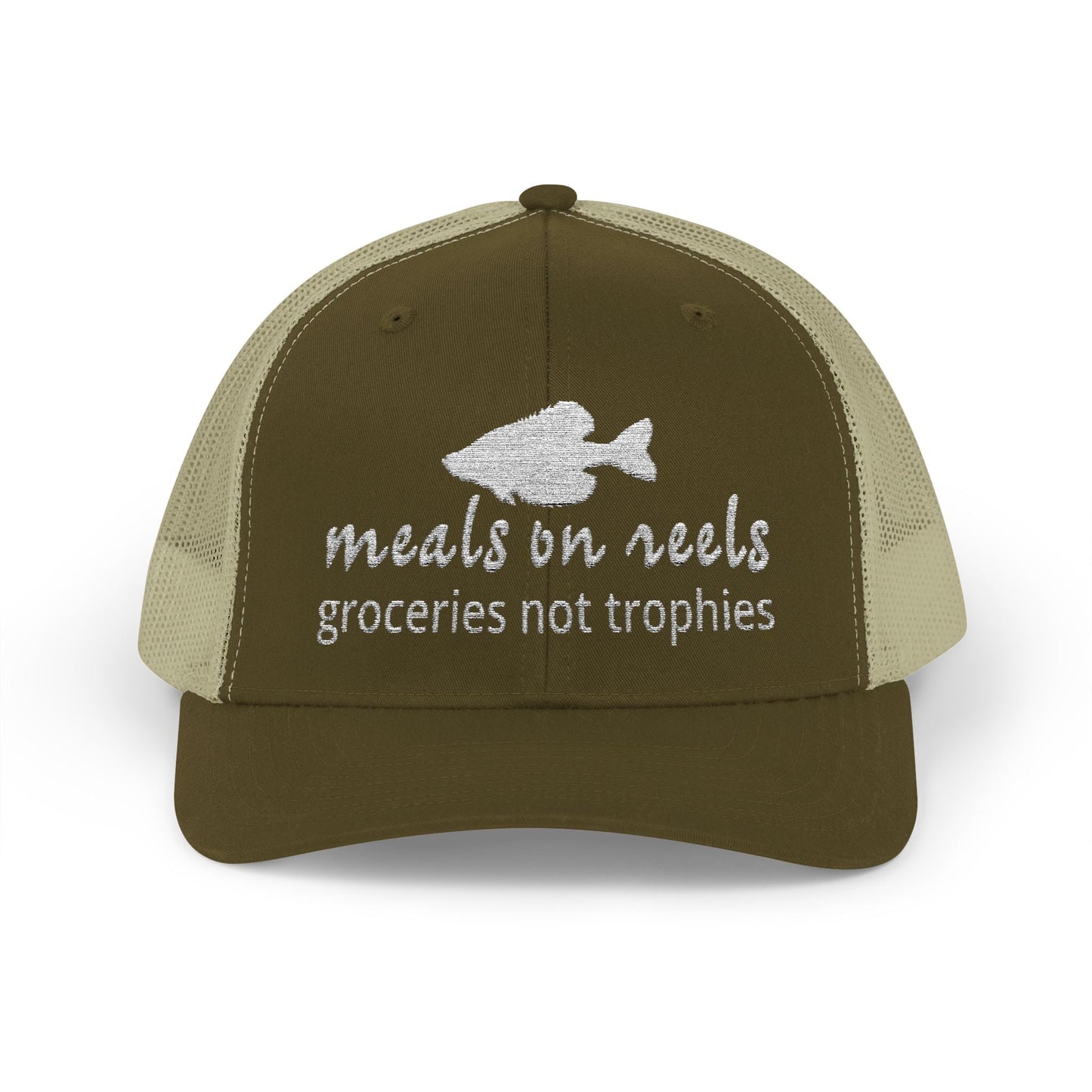 Texas Rigged Tees Meals on Reels: Groceries Not Trophies — Embroidered Baseball Cap
