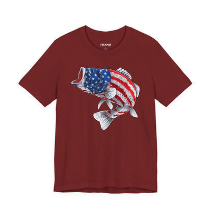 Texas Rigged Tees Patriotic Bass — Unisex Cotton Tee