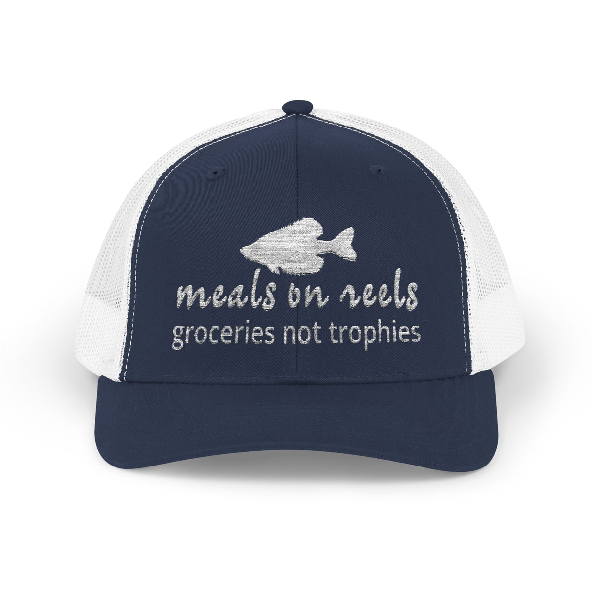 Texas Rigged Tees Meals on Reels: Groceries Not Trophies — Embroidered Baseball Cap