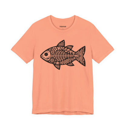 Texas Rigged Tees Mexican Flora Fish Skeleton — Unisex Cotton Tee