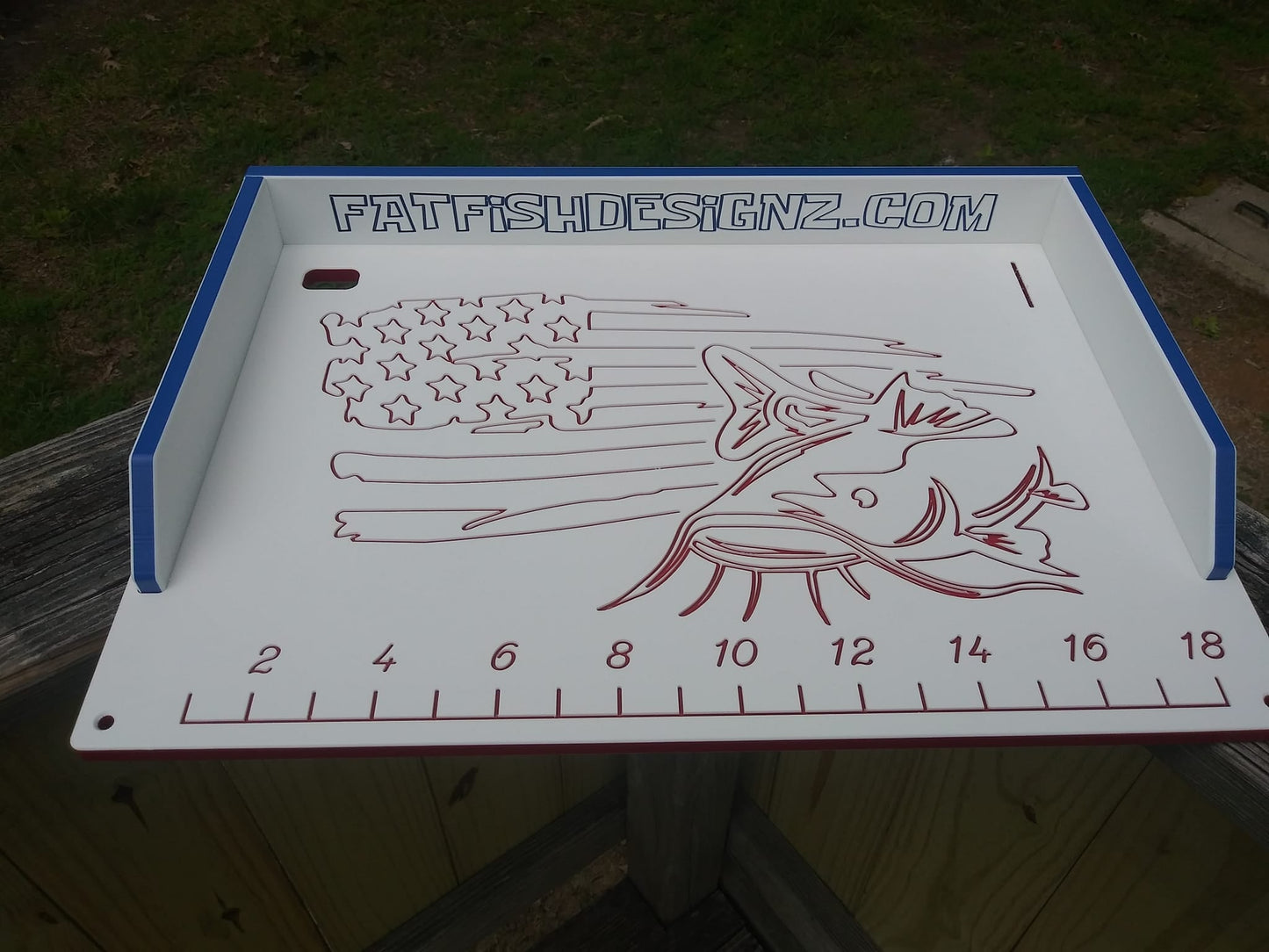 Fat Fish Designz Cutting Board w/ Freedom Fish Design (ruler optional)