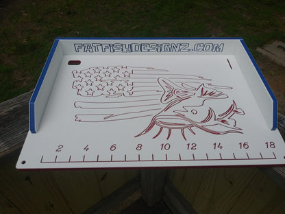 Fat Fish Designz Cutting Board w/ Freedom Fish Design (ruler optional)