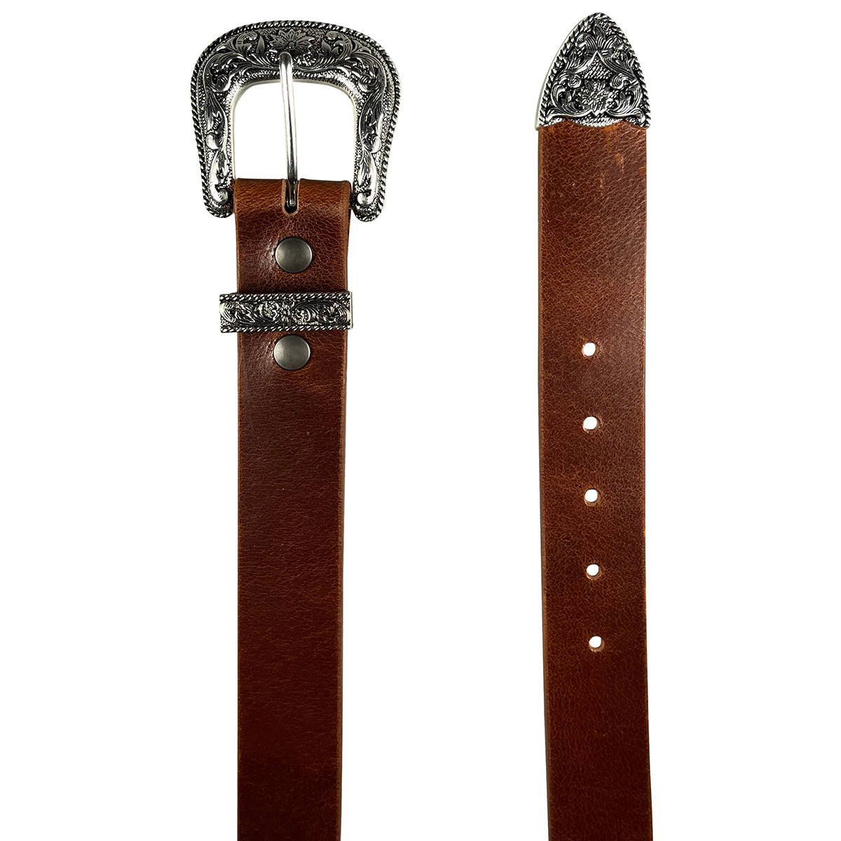 1.5" (38mm) Cognac Western Style Leather Belt Handmade in Canada by Zelikovitz - Angler's Pro Tackle & Outdoors