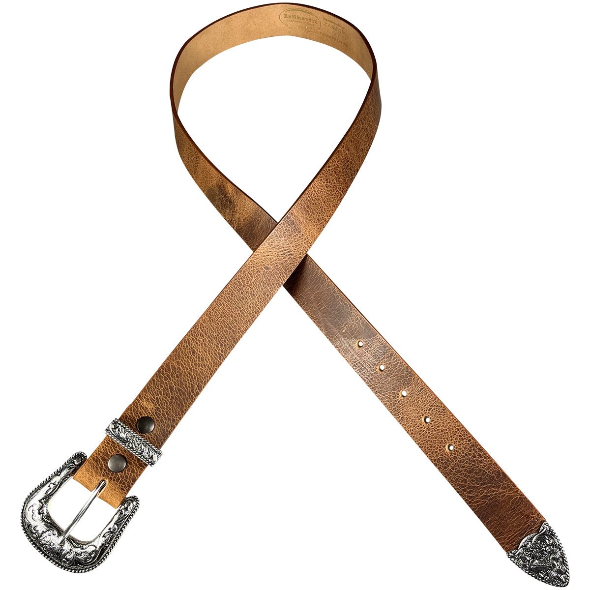 1.5" (38mm) Distressed Western Style Leather Belt Handmade in Canada by Zelikovitz - Angler's Pro Tackle & Outdoors