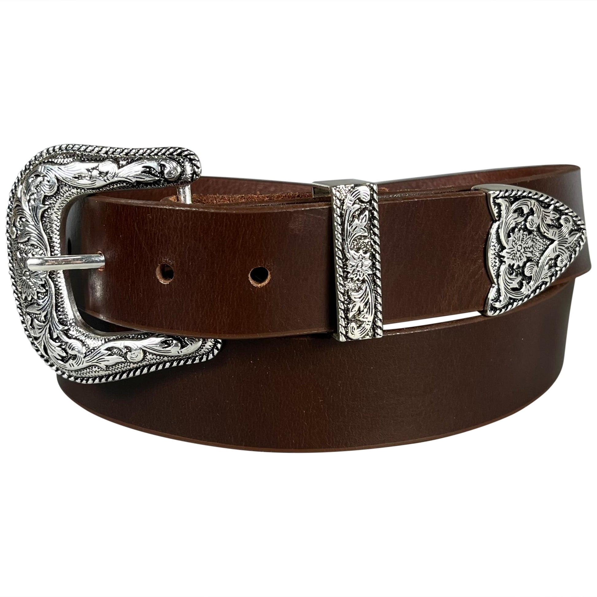 1.5" (38mm) Mahogany Western Style Leather Belt Handmade in Canada by Zelikovitz - Angler's Pro Tackle & Outdoors