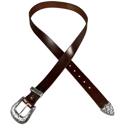 1.5" (38mm) Mahogany Western Style Leather Belt Handmade in Canada by Zelikovitz - Angler's Pro Tackle & Outdoors