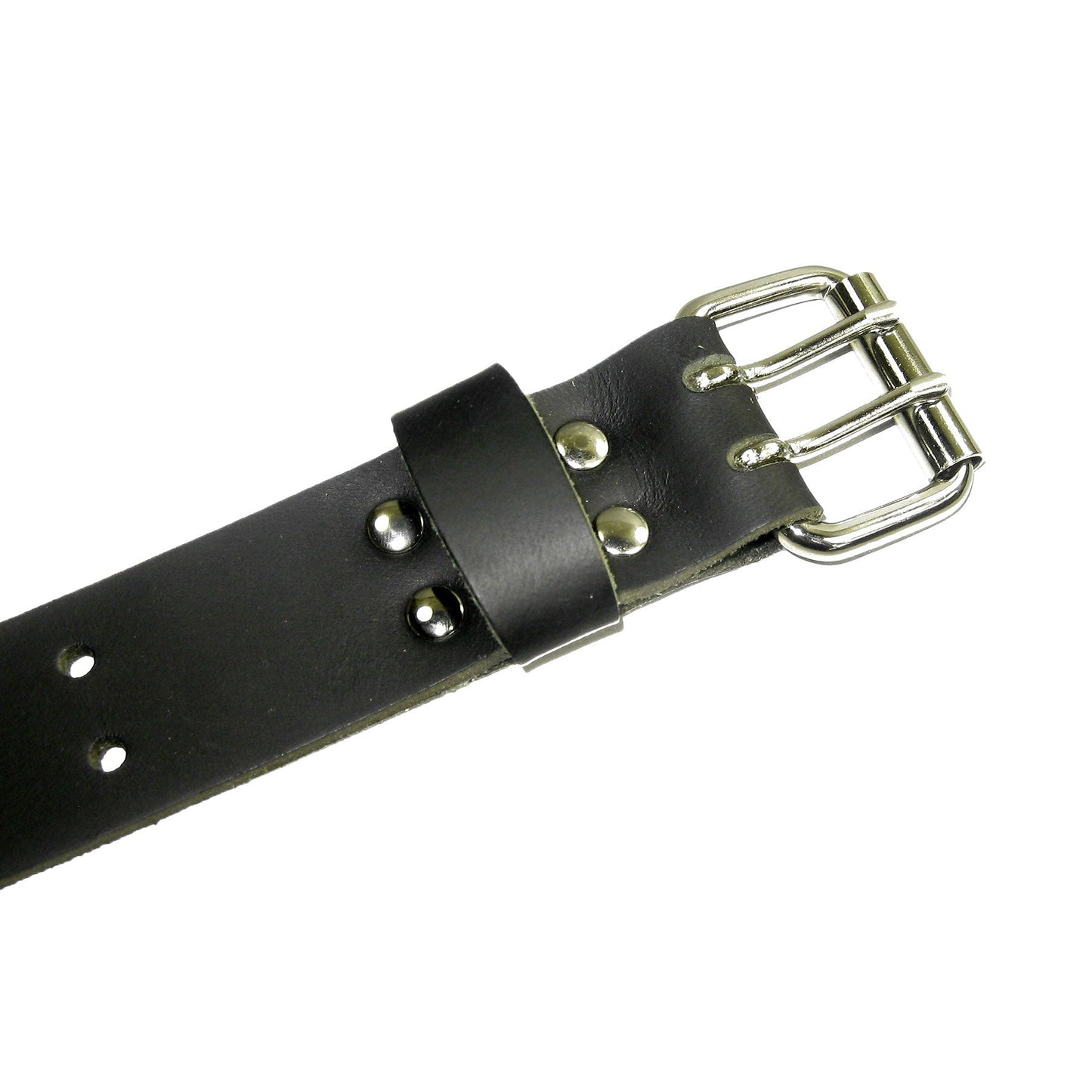 1.5" Black Full Grain Oiled Buffalo Leather Belts 2 Prong Double Holes - Angler's Pro Tackle & Outdoors