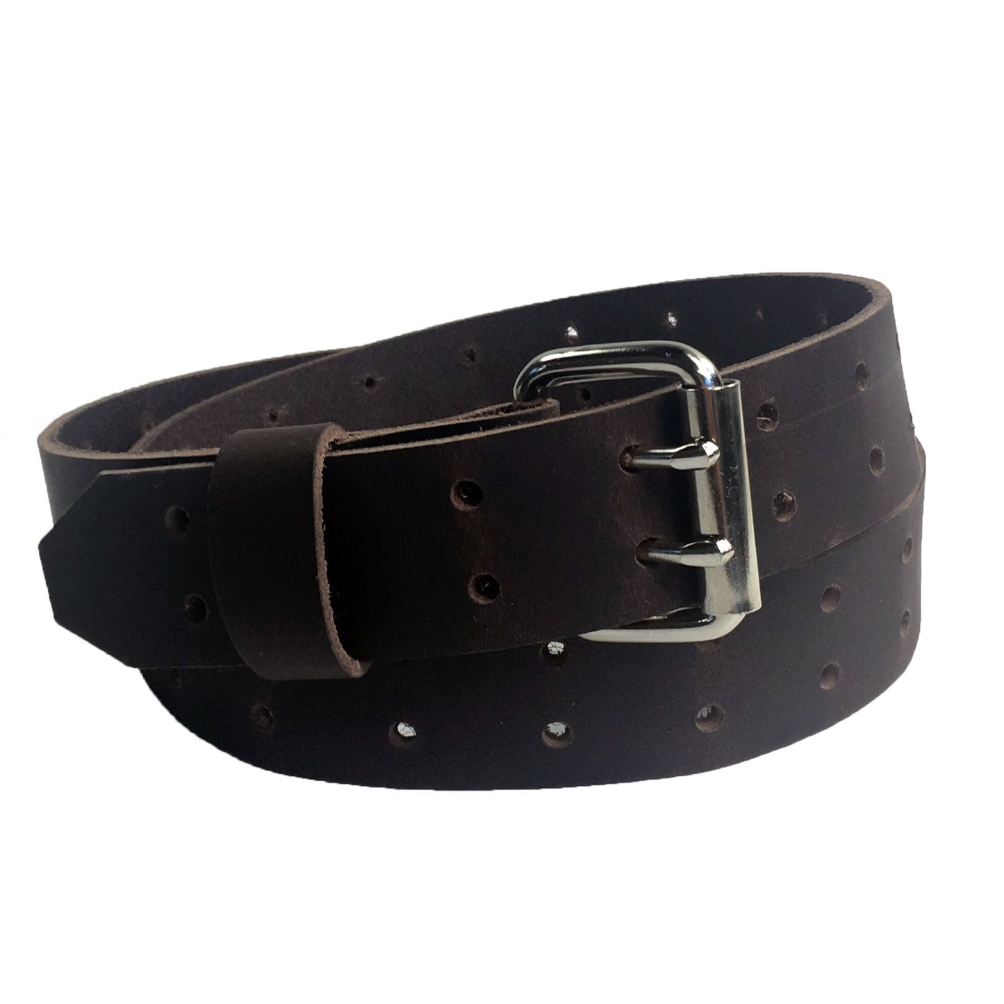 1.5" Black Full Grain Oiled Buffalo Leather Belts 2 Prong Double Holes - Angler's Pro Tackle & Outdoors