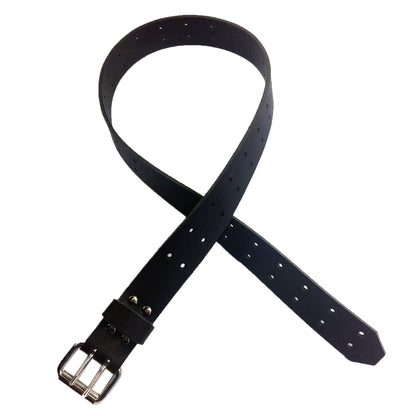 1.5" Black Full Grain Oiled Buffalo Leather Belts 2 Prong Double Holes - Angler's Pro Tackle & Outdoors