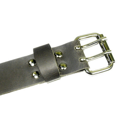 1.5" Black Full Grain Oiled Buffalo Leather Belts 2 Prong Double Holes - Angler's Pro Tackle & Outdoors