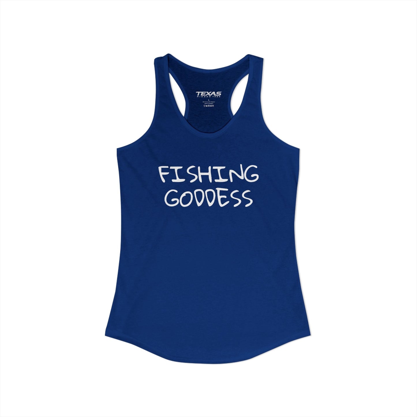 Texas Rigged Tees Fishing Goddess — Women’s Racerback Tank