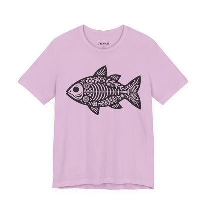 Texas Rigged Tees Mexican Flora Fish Skeleton — Unisex Cotton Tee
