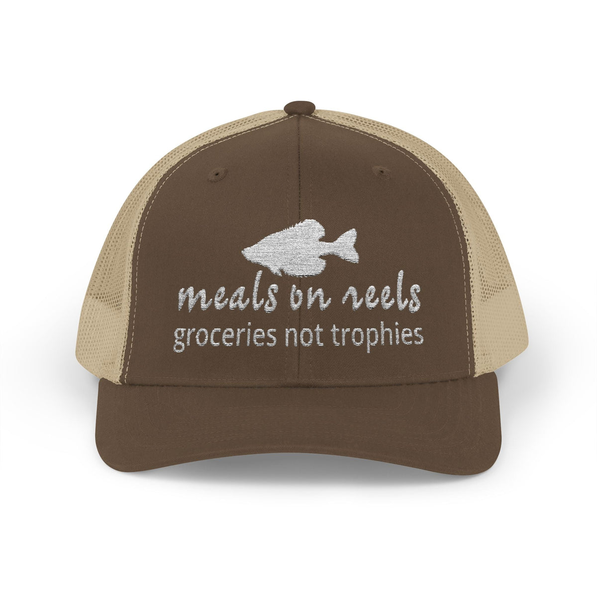 Texas Rigged Tees Meals on Reels: Groceries Not Trophies — Embroidered Baseball Cap