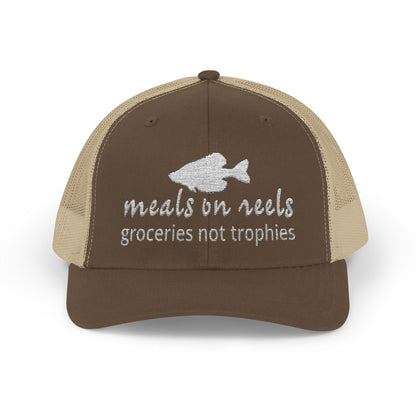 Texas Rigged Tees Meals on Reels: Groceries Not Trophies — Embroidered Baseball Cap