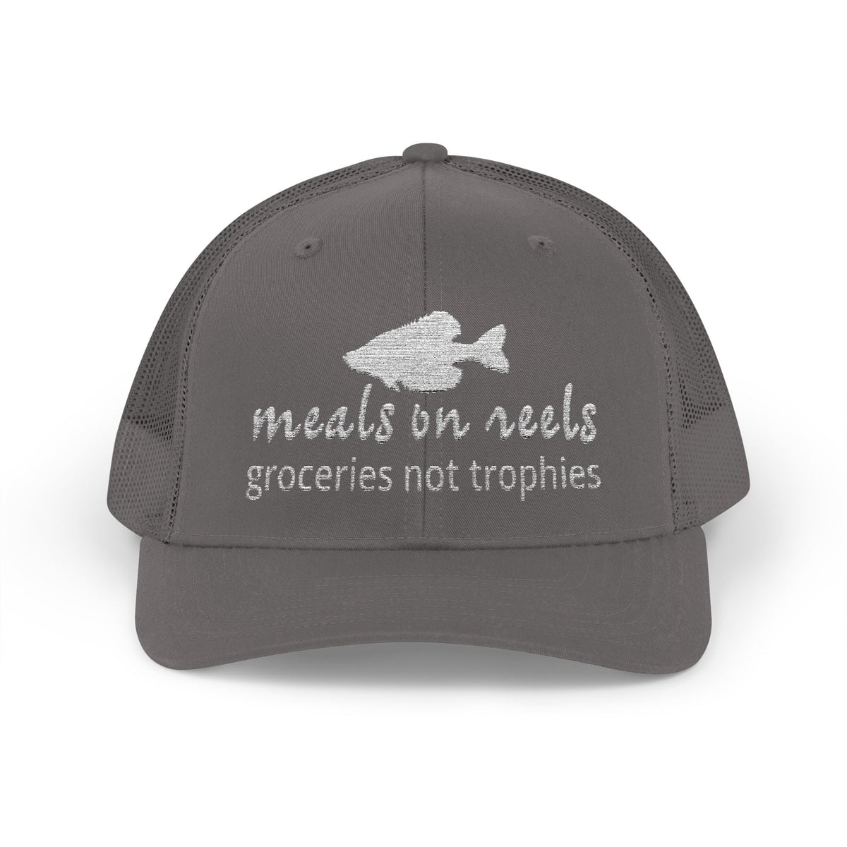 Texas Rigged Tees Meals on Reels: Groceries Not Trophies — Embroidered Baseball Cap