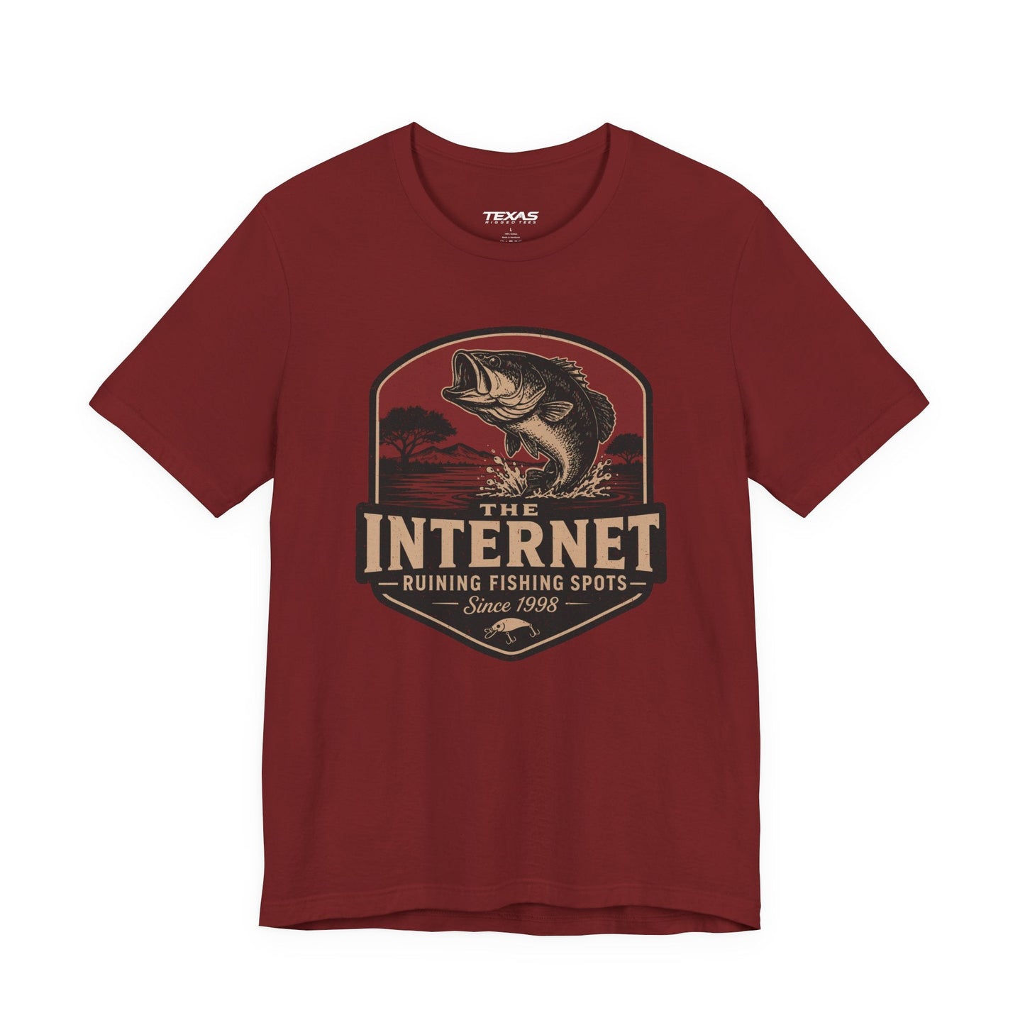 Texas Rigged Tees The Internet: Ruining Fishing Spots Since 1998 — Unisex Cotton Tee