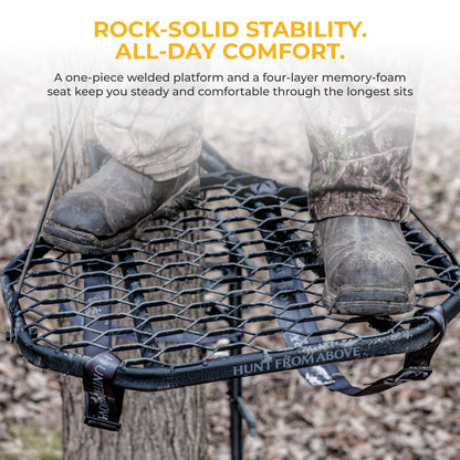 Hawk COMBAT Durable Steel Hang-On Hunting Tree Stand & Full-Body Safety Harness