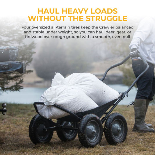 Hawk Crawler 500lb Capacity Foldable Multi Use Deer Game Recovery Cart, Black