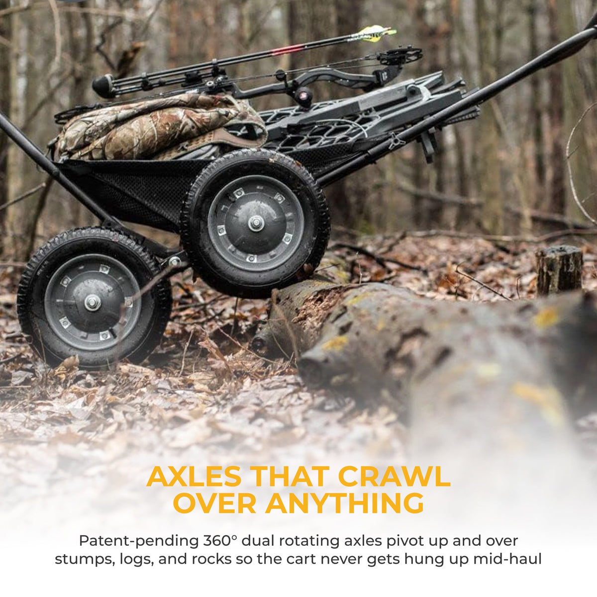 Hawk Crawler 500lb Capacity Foldable Multi Use Deer Game Recovery Cart, Black