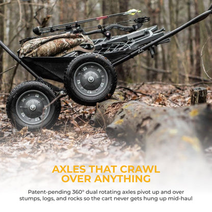 Hawk Crawler 500lb Capacity Foldable Multi Use Deer Game Recovery Cart, Black