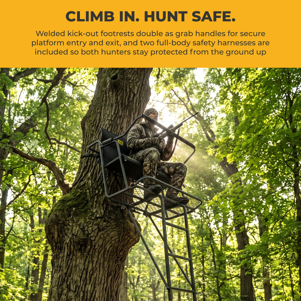 Hawk Big Denali 18 Foot Durable Steel 2 Man Hunting Game Deer Ladder Tree Stand