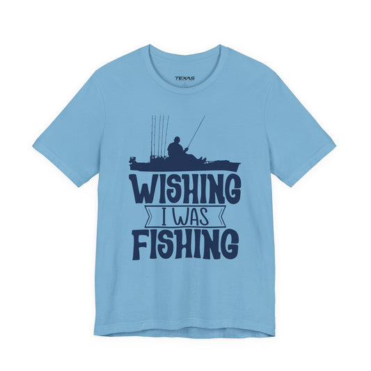 Texas Rigged Tees Wishing I Was Fishing (Kayak Edition) — Unisex Cotton Tee