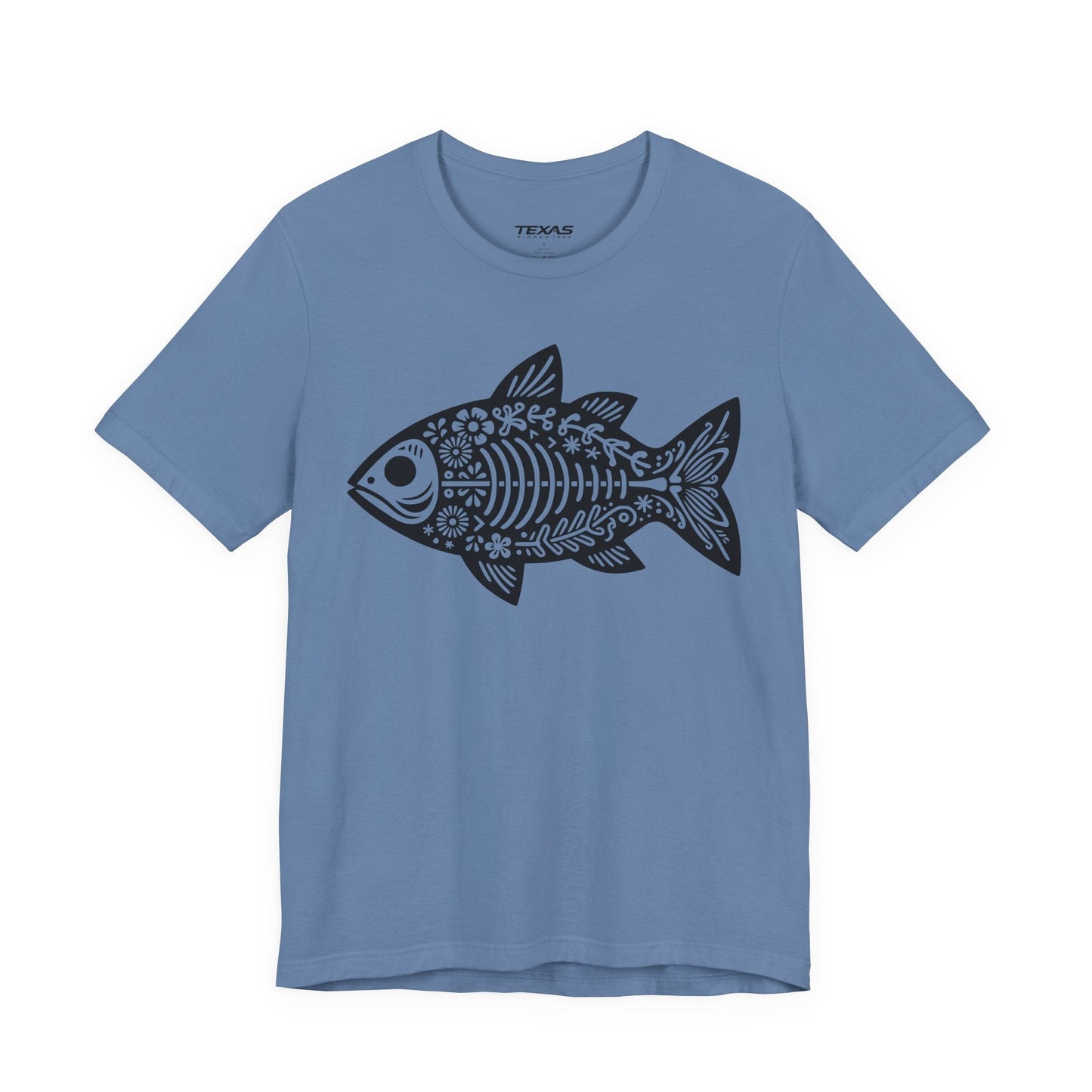 Texas Rigged Tees Mexican Flora Fish Skeleton — Unisex Cotton Tee