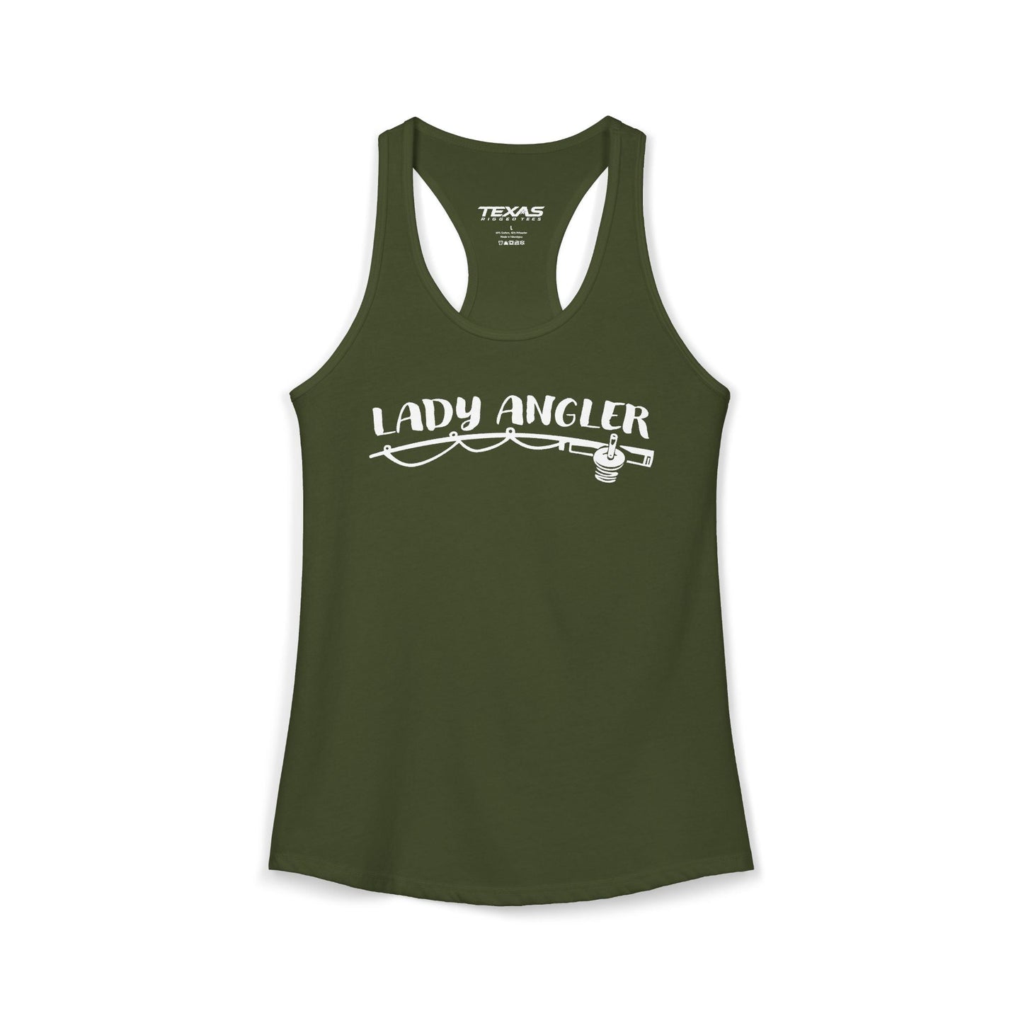 Texas Rigged Tees Lady Angler — Women’s Racerback Tank