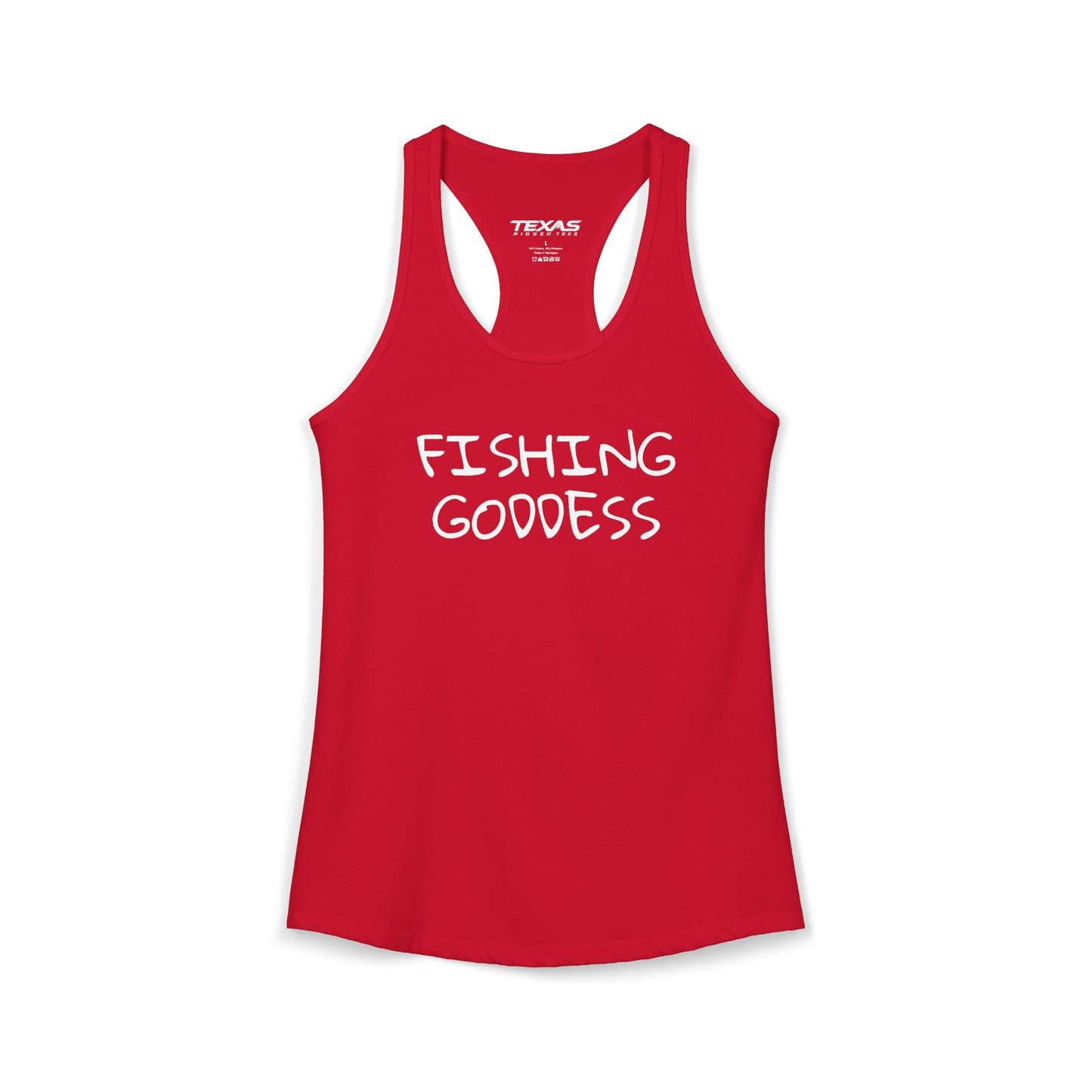 Texas Rigged Tees Fishing Goddess — Women’s Racerback Tank