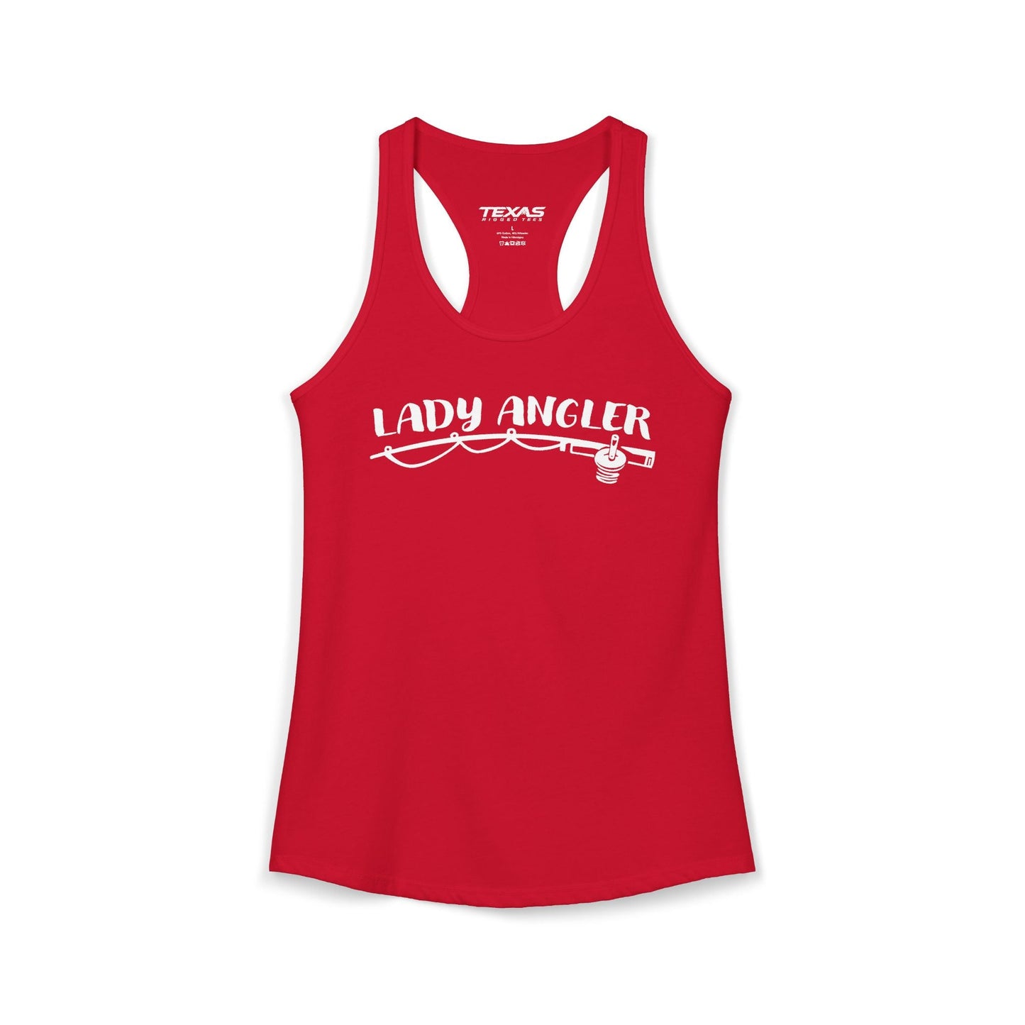 Texas Rigged Tees Lady Angler — Women’s Racerback Tank