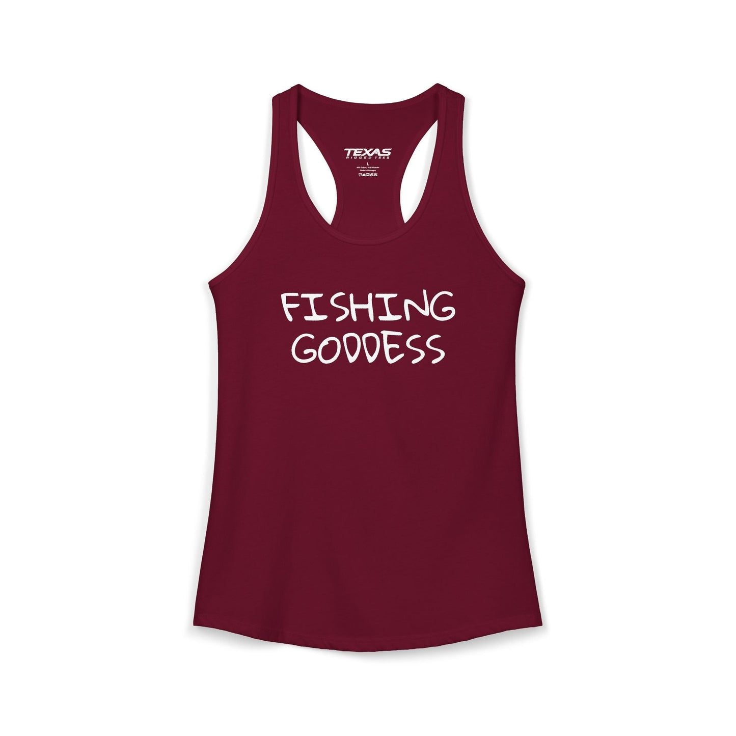 Texas Rigged Tees Fishing Goddess — Women’s Racerback Tank
