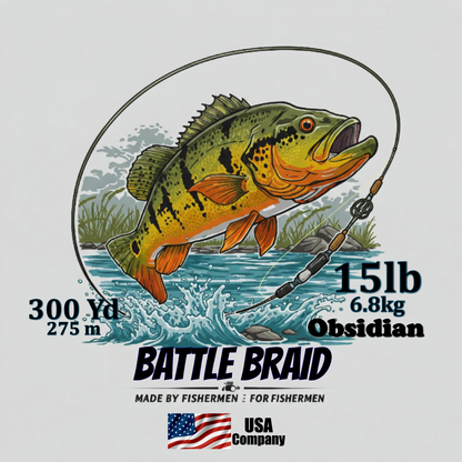 BATTLE BRAID OBSIDIAN 300YRD SPOOL 8x PE