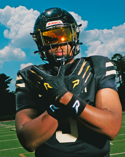 Phenom Elite Quantum Fierce Youth & Adult Padded Football Gloves - Gold Rush Black