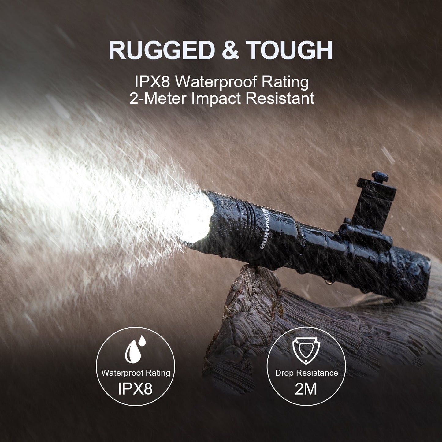 Powertac Huntsman 1250LM WML | 510M Beam | 'Picatinny' & 'M-Lok' Dual Mount