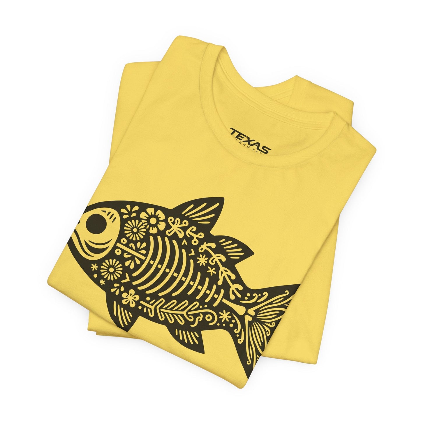 Texas Rigged Tees Mexican Flora Fish Skeleton — Unisex Cotton Tee