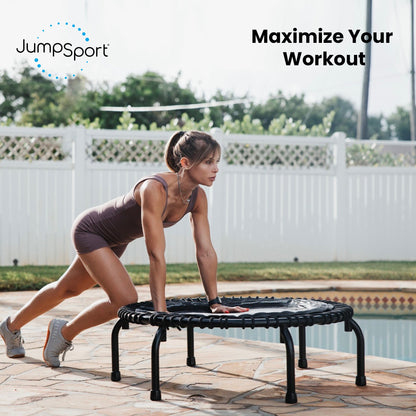 JumpSport 350 Indoor Lightweight 39" Fitness Trampoline, Black w/White Frame