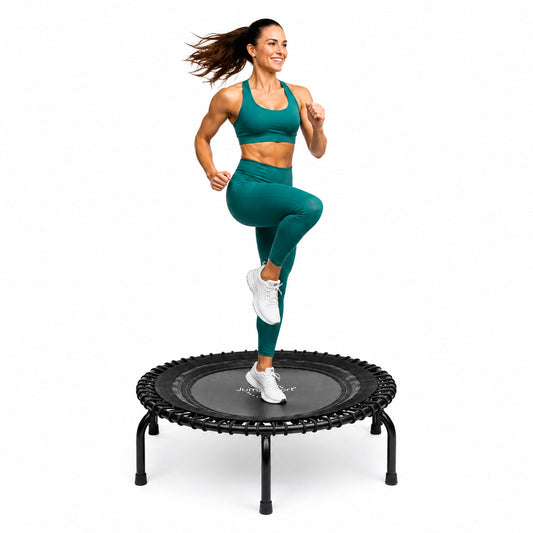 JumpSport 350 Indoor Lightweight 39" Fitness Trampoline, Black w/White Frame