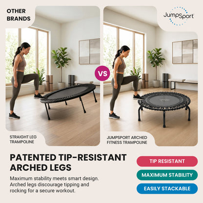 JumpSport 350 Indoor Lightweight 39" Fitness Trampoline, Black w/White Frame