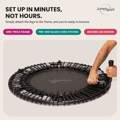 JumpSport 350 Indoor Lightweight 39" Fitness Trampoline, Black w/White Frame