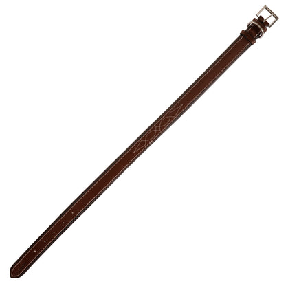 Bridles & Reins ExionPro Fancy Stitched Padded Leather Dog Collar - Oak Brown Padding