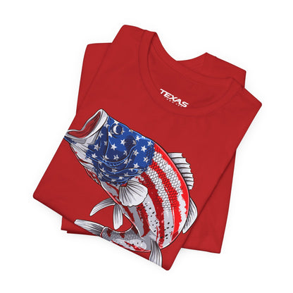 Texas Rigged Tees Patriotic Bass — Unisex Cotton Tee
