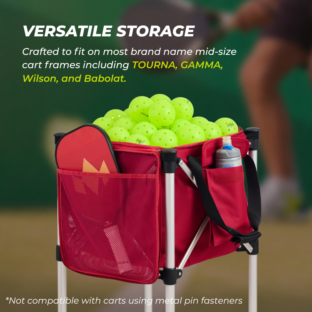 Racket Pets Ball Tote - Red Replacement Bag for Tennis and Pickleball Pro Teaching Cart