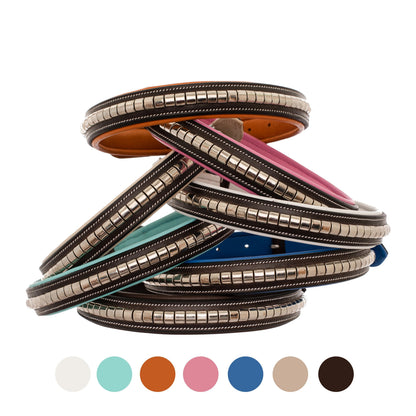 Bridles & Reins ExionPro Silver Clincher Padded Leather Dog Collar - Conker Padding