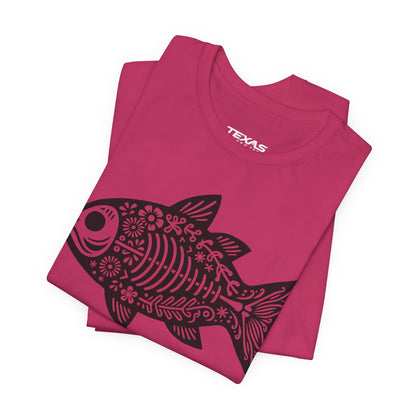 Texas Rigged Tees Mexican Flora Fish Skeleton — Unisex Cotton Tee