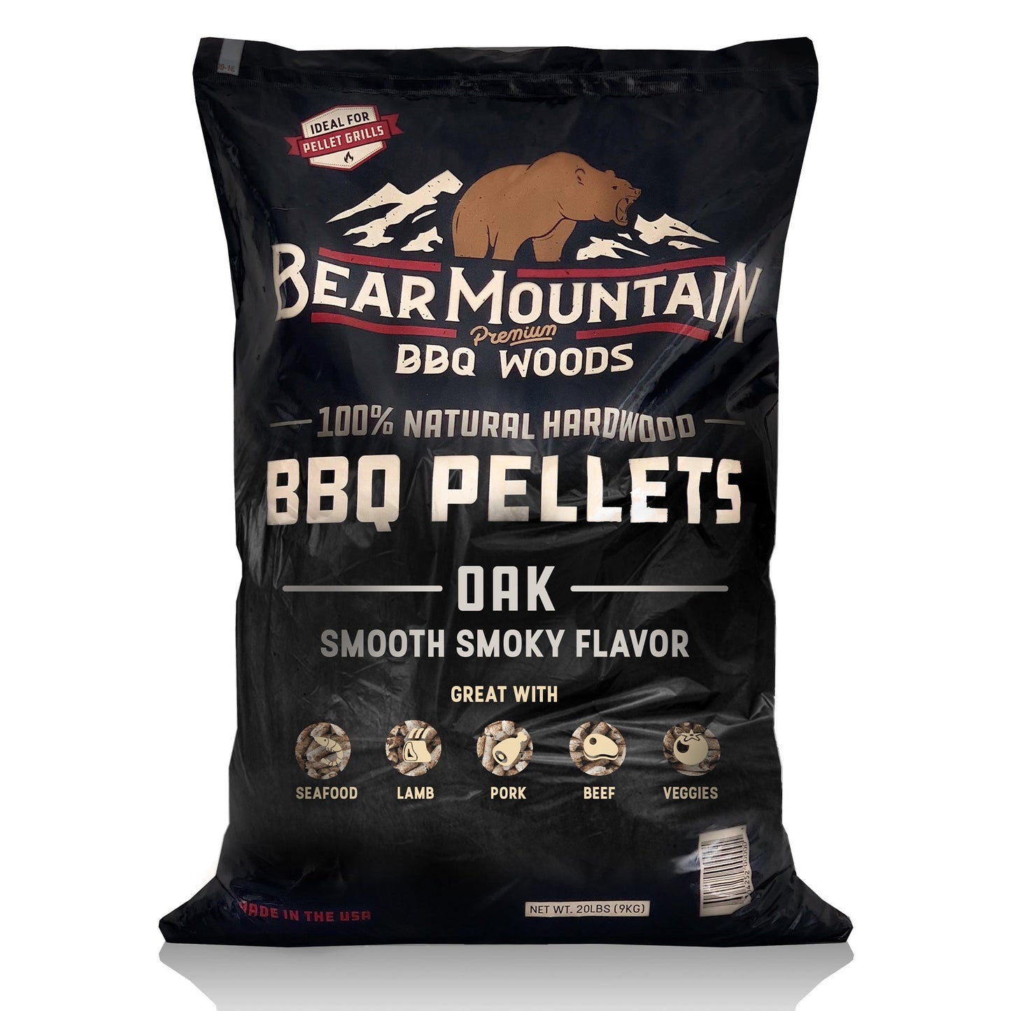 Bear Mountain BBQ Premium All-Natural Hardwood Oak BBQ Smoker Pellets, 20 lbs