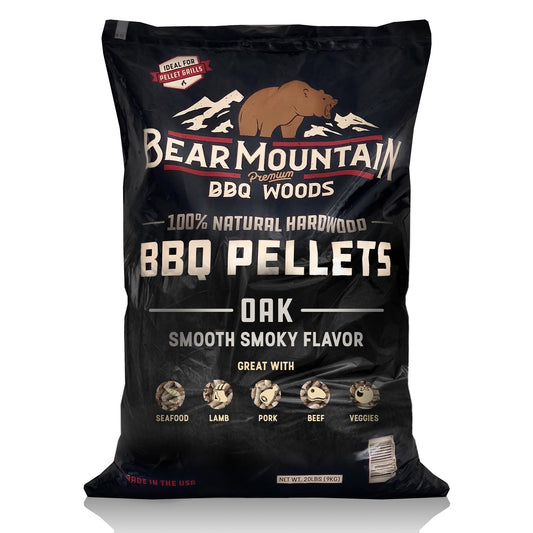 Bear Mountain BBQ Premium All-Natural Hardwood Oak BBQ Smoker Pellets, 20 lbs