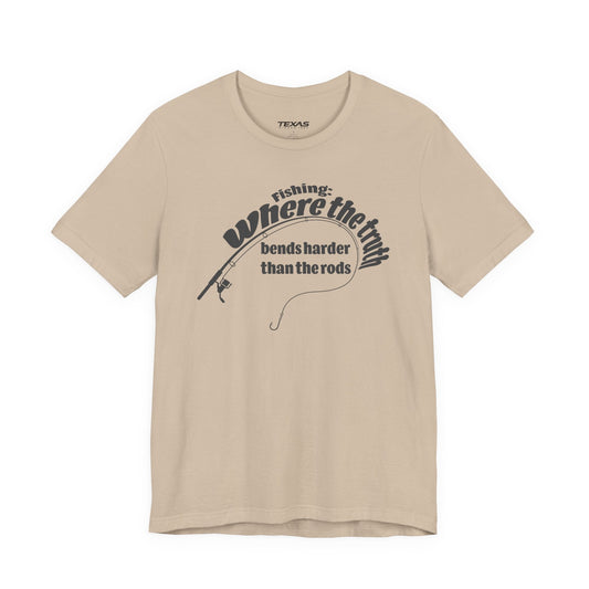 Texas Rigged Tees Fishing: Where the Truth Bends Harder Than the Rods — Unisex Cotton Tee