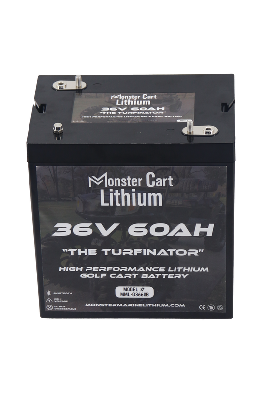 Monster Marine Lithium 36V 60AH & charger - "THE TURFINATOR" - BLUETOOTH HIGH PERFORMANCE LITHIUM GOLF CART BATTERY - GC2 GROUP