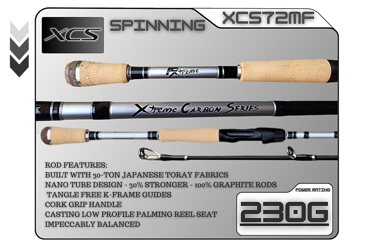 FX Custom Rods XCS 7'2" Medium Fast Spinning Rod